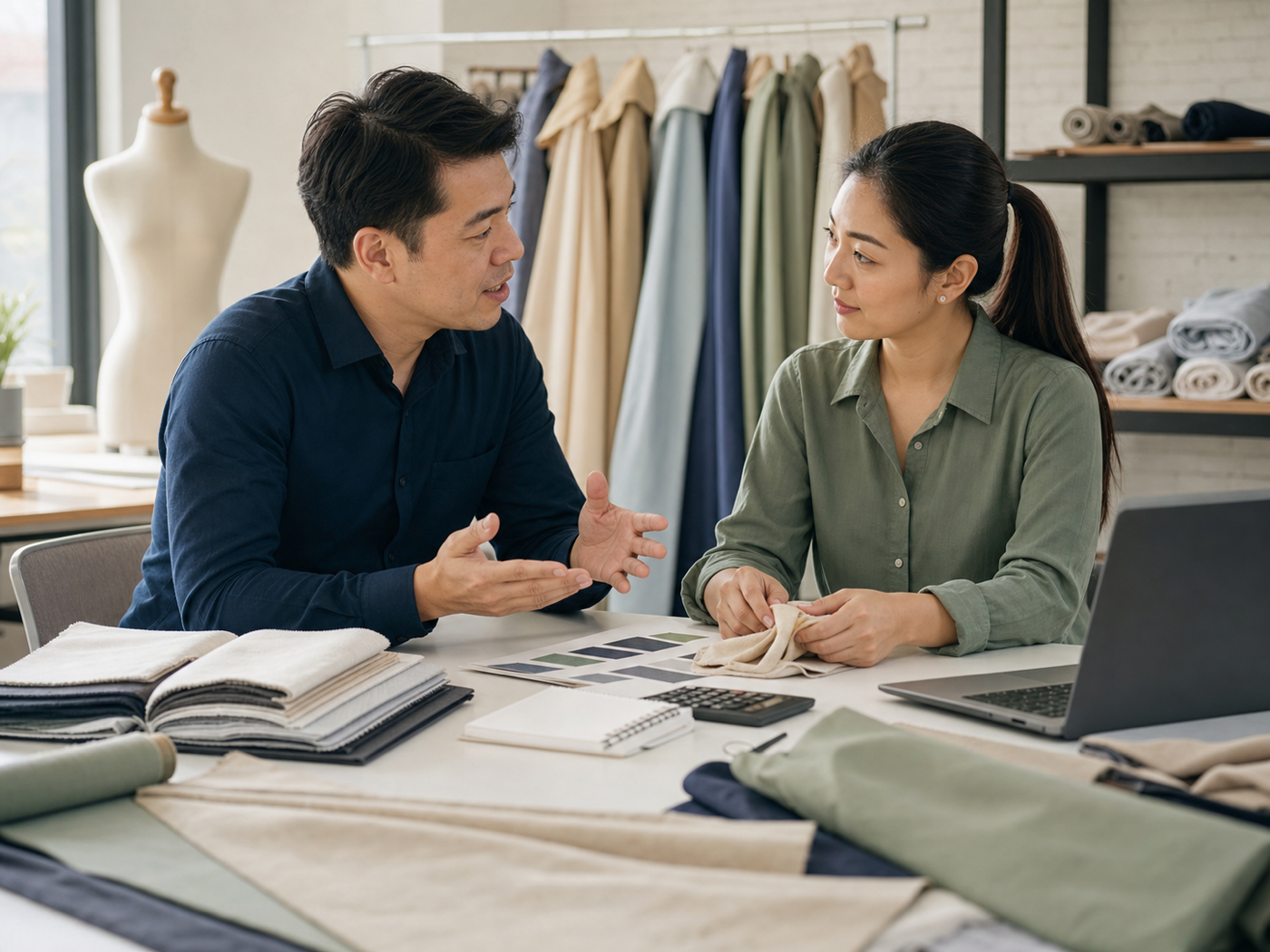 Open sourcing discussion at an apparel production table