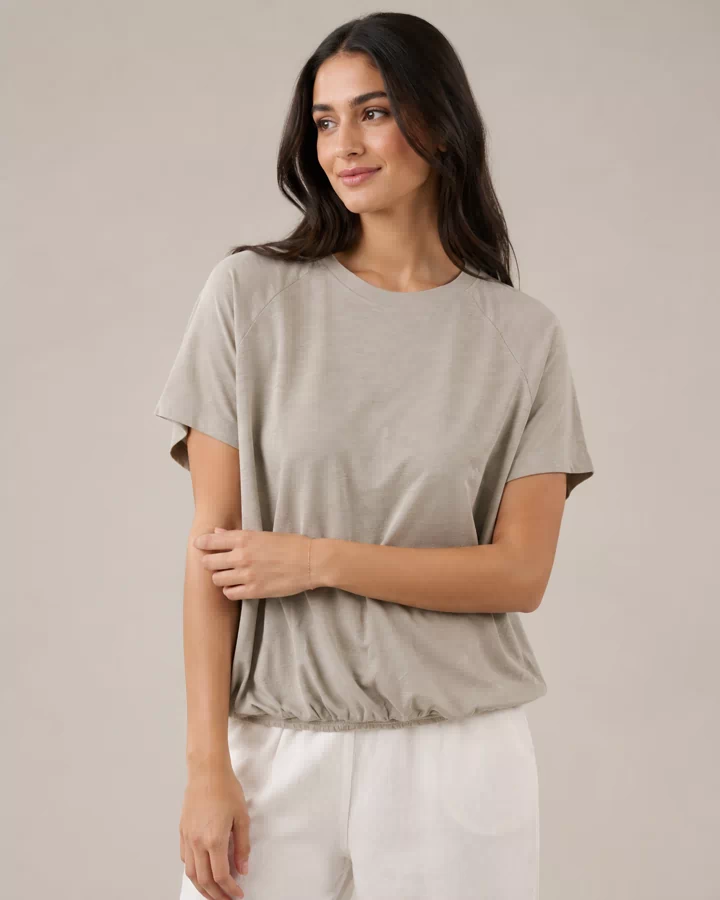 Women’s Raglan Sleeve Bubble-Hem Top